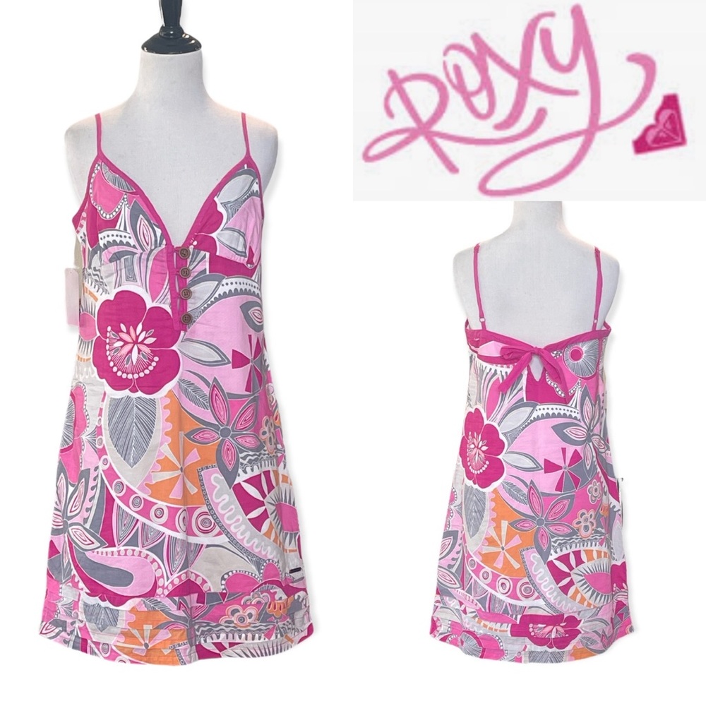 ROXY FLORAL BACK TIE DRESS **NWT** - Picture 1 of 13